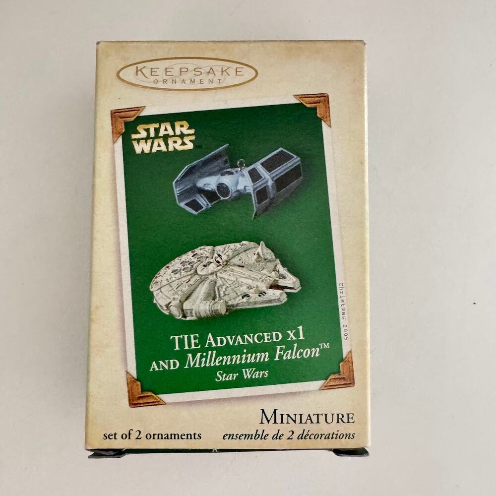 Hallmark Keepsake Star Wars TIE Advanced & Millenium Falcon Mini Ornaments